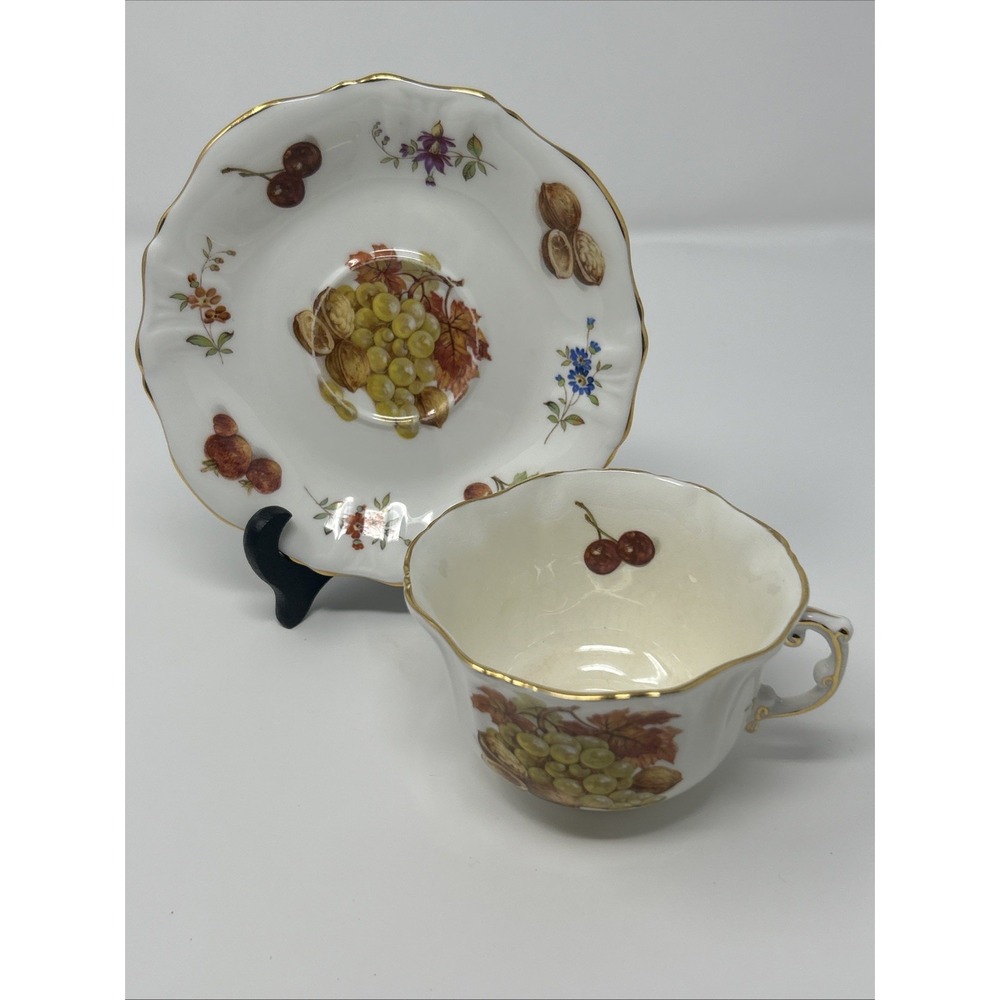 Vintage Hammersley & Co Bone China Grapes & Walnuts Cup & Saucer England